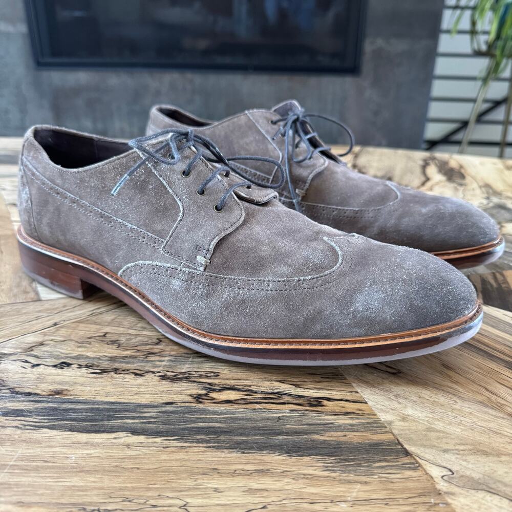Joseph Abboud Men's Gray Suede Wingtip Oxford Dress Shoes Size 13 Brogue